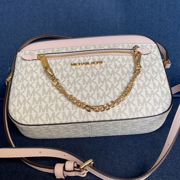 MICHAEL KORS LARGE EAST WEST ZIP CHAIN XBODY POWDER BLUSH MULTI - Picture 9 of 16